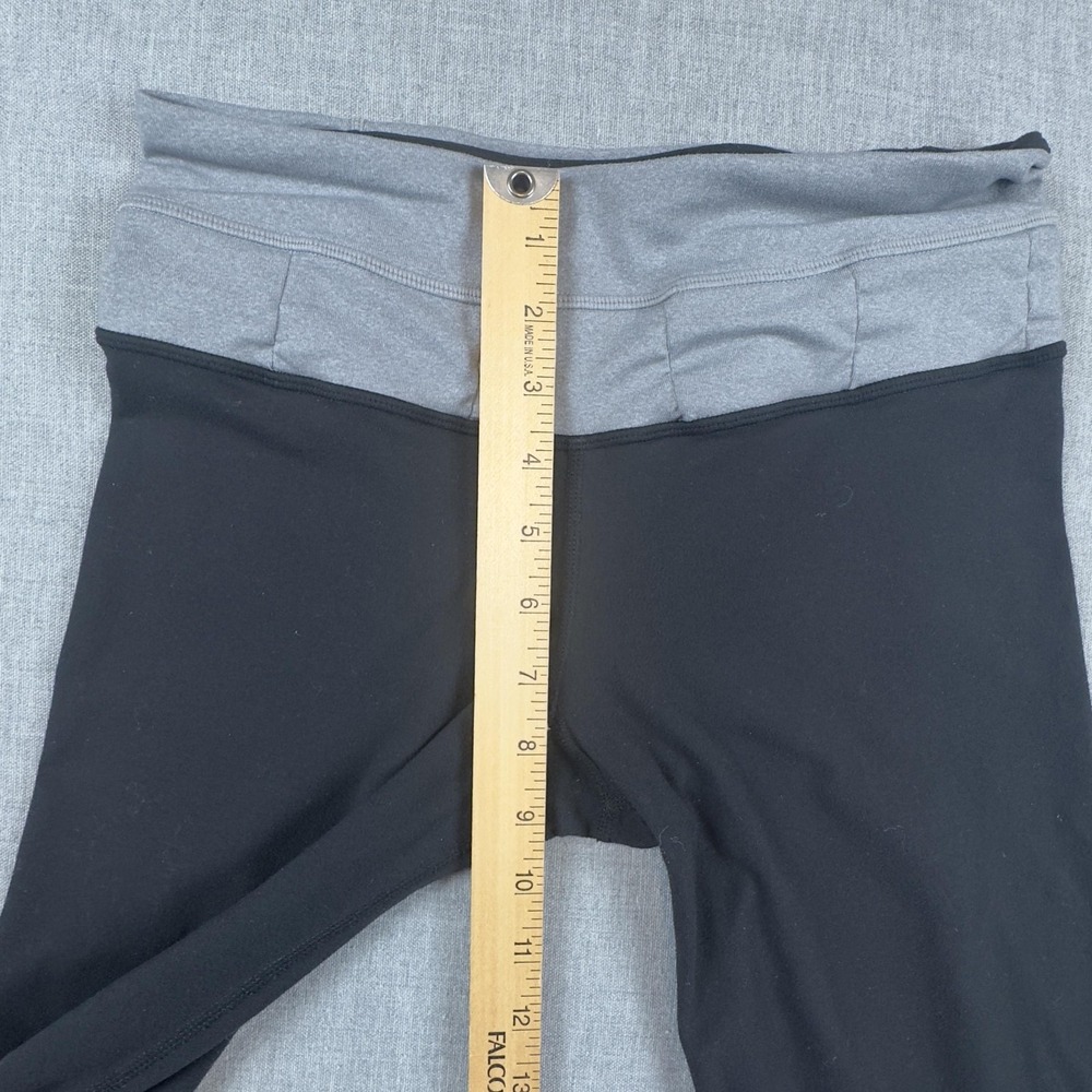 Lululemon Pants Womens 4 Black Gray Crop Wide Leg Yoga Capri Athletic Stretch - Picture 10 of 11